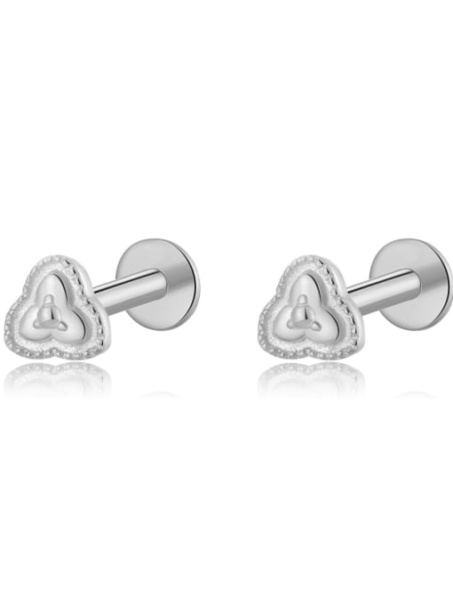 Platinum [Love] 925 Sterling Silver Cubic Zirconia Flower Dainty Stud Earring